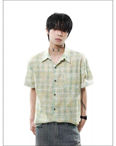 Essential Plaid Button-Up Shirt Korean Street Fashion Shirt By Mr Nearly Shop Online at OH Vault