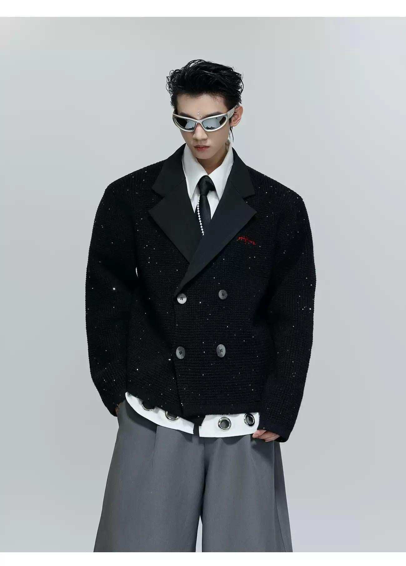 Double Breast Tweed Blazer Korean Street Fashion Sweater By Argue Culture Shop Online at OH Vault