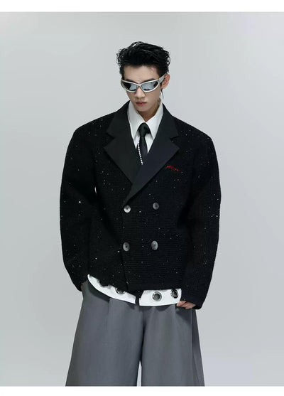 Double Breast Tweed Blazer Korean Street Fashion Sweater By Argue Culture Shop Online at OH Vault