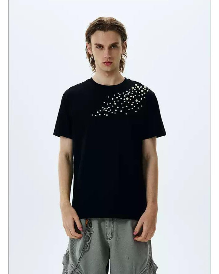 Pearls Detailed Regular Fit T-Shirt Korean Street Fashion T-Shirt By A PUEE Shop Online at OH Vault
