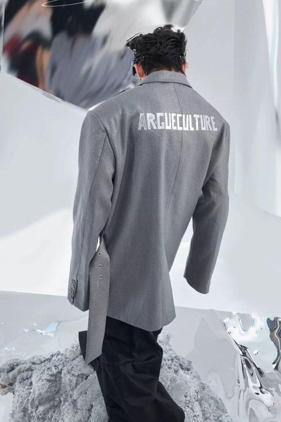 Metallic Back Print Blazer Korean Street Fashion Blazer By Argue Culture Shop Online at OH Vault