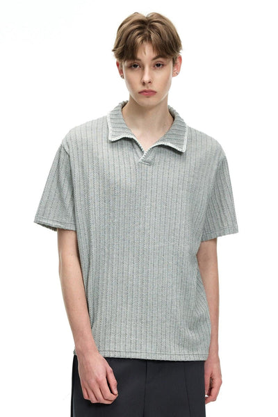 Stitched Outline Collar Knit T-Shirt Korean Street Fashion T-Shirt By MaxDstr Shop Online at OH Vault