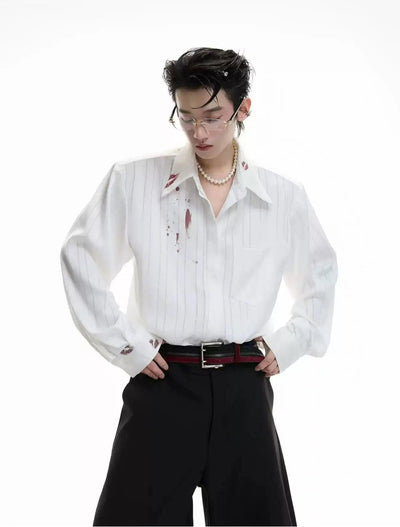 Line Textured Sheer Buttoned Shirt Korean Street Fashion Shirt By Argue Culture Shop Online at OH Vault