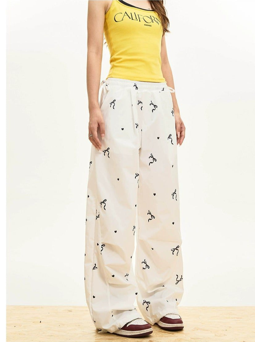 Bow Knot Print Track Pants Korean Street Fashion Pants By Apocket Shop Online at OH Vault