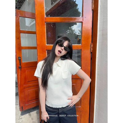 Mini-Pocket Knitted Polo Korean Street Fashion Polo By Jump Next Shop Online at OH Vault