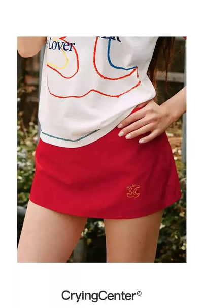 Logo Embroidery Track Skirt Korean Street Fashion Skirt By Crying Center Shop Online at OH Vault