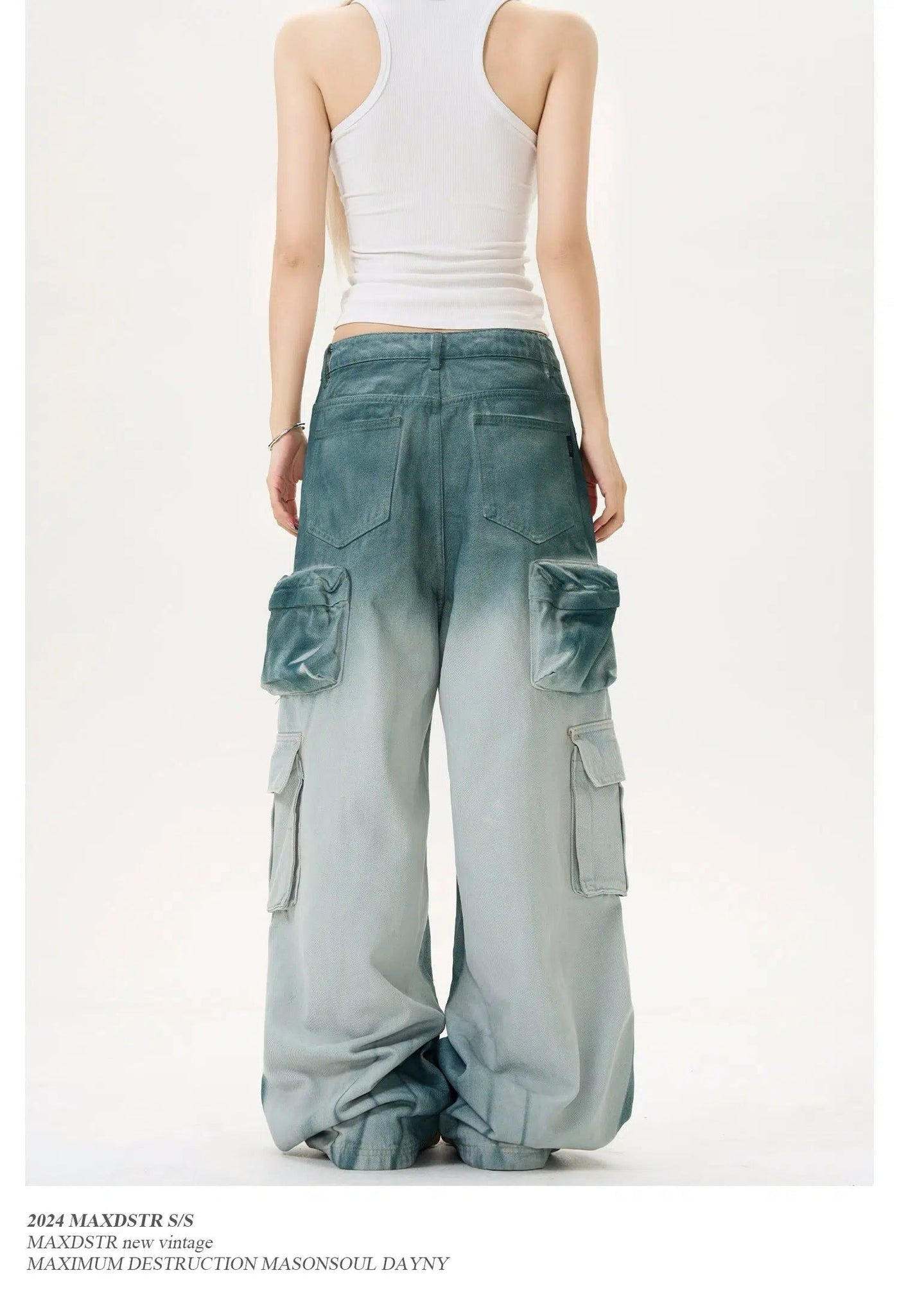 Low Rise Washed Cargo Jeans Korean Street Fashion Jeans By MaxDstr Shop Online at OH Vault