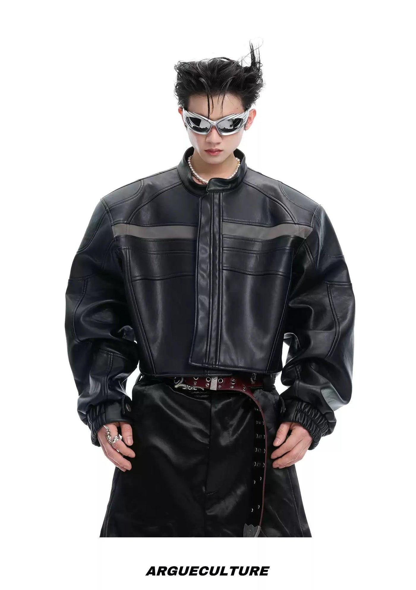 Motosport Short PU Leather Jacket Korean Street Fashion Jacket By Argue Culture Shop Online at OH Vault