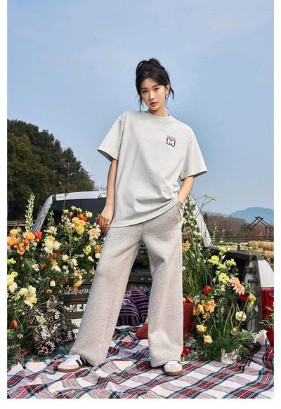 Embroidered Logo Basic T-Shirt Korean Street Fashion T-Shirt By Mr Enjoy Da Money Shop Online at OH Vault