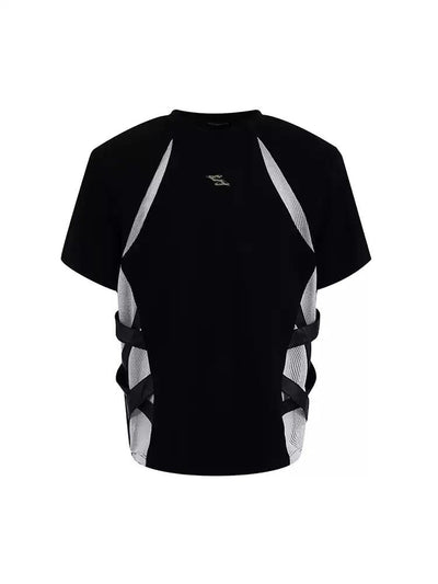Cut-Out Mesh Panel T-Shirt Korean Street Fashion T-Shirt By Slim Black Shop Online at OH Vault