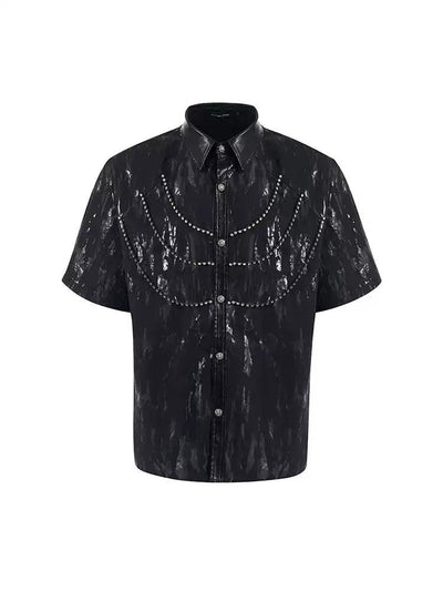 Coated Rhinestone Shoulder Pad Shirt Korean Street Fashion Shirt By Slim Black Shop Online at OH Vault