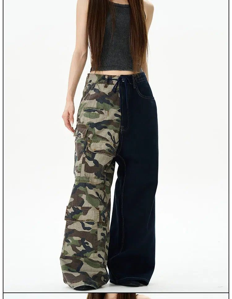 Asymmetric Camouflage Cargo Pants Korean Street Fashion Pants By 77Flight Shop Online at OH Vault