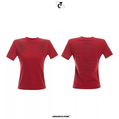 Rivet Pattern Detailing T-Shirt Korean Street Fashion T-Shirt By Argue Culture Shop Online at OH Vault
