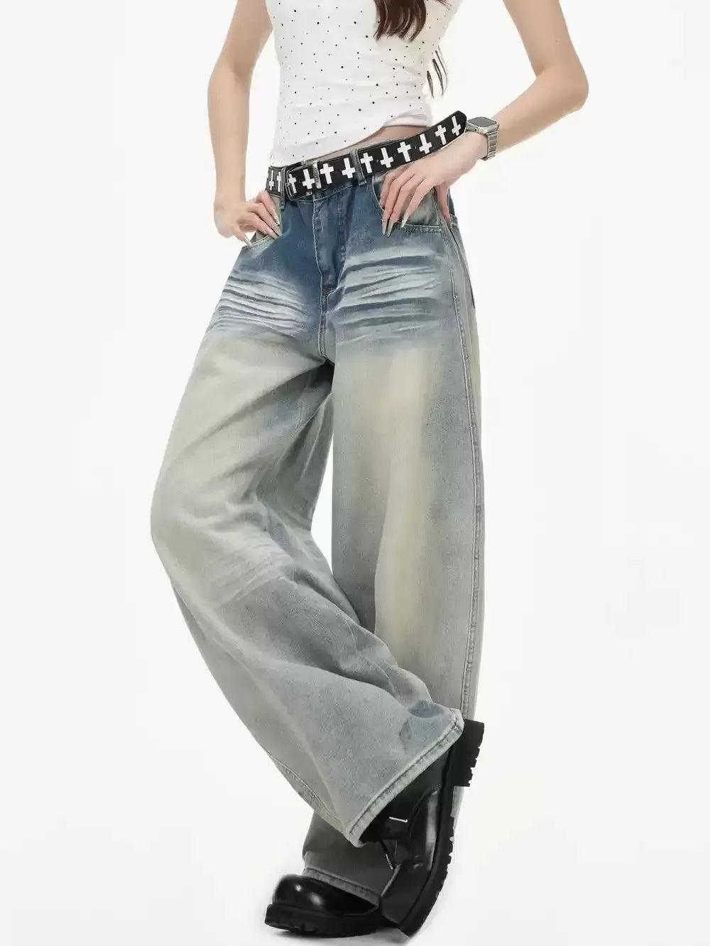 Whiskers Lines Fade Emphasis Jeans Korean Street Fashion Jeans By INS Korea Shop Online at OH Vault