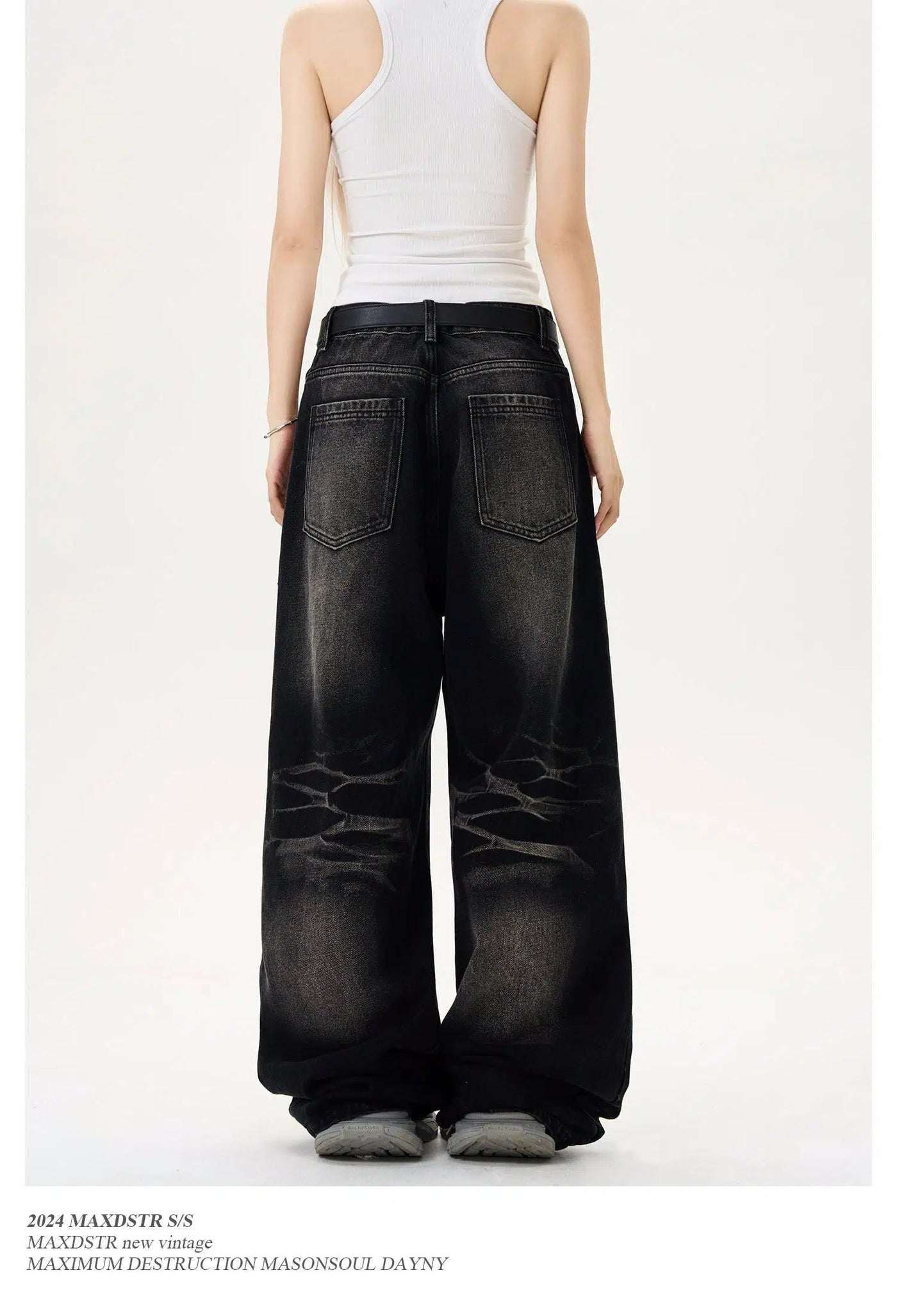 Patched Plaid Ripped Jeans Korean Street Fashion Jeans By MaxDstr Shop Online at OH Vault