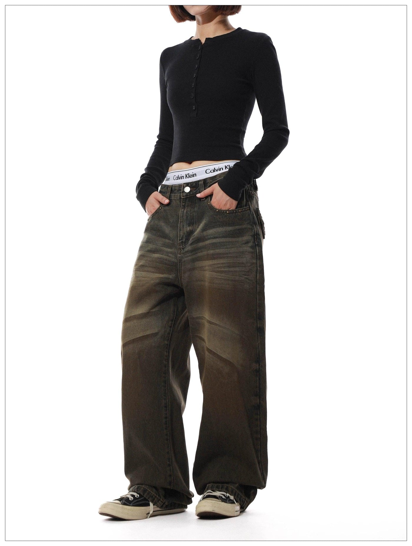 Gradient Washed Whisker Faded Jeans Korean Street Fashion Jeans By Mr Nearly Shop Online at OH Vault