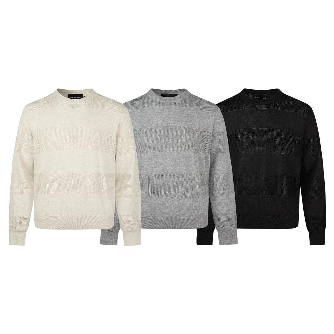 Striped Pattern Textured Sweater Korean Street Fashion Sweater By Made Extreme Shop Online at OH Vault