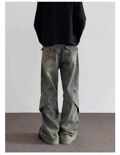 Distressed Stitched Detail Jeans Korean Street Fashion Jeans By A PUEE Shop Online at OH Vault