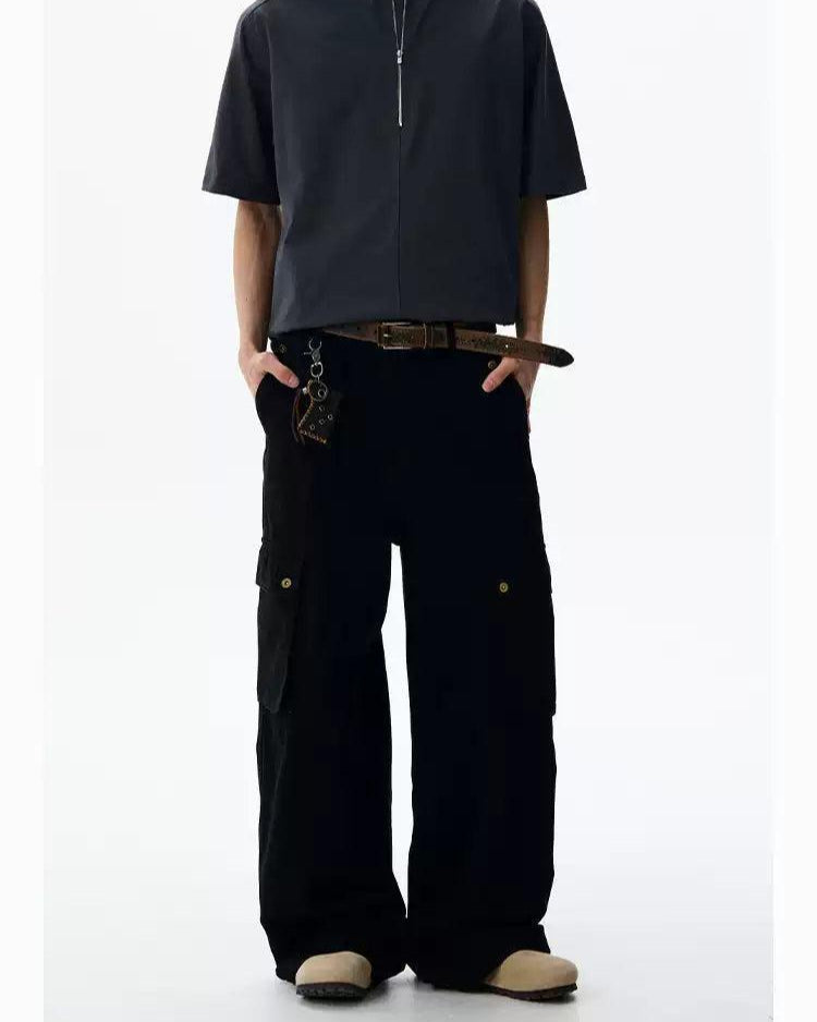 Regular Cut Workwear Cargo Jeans Korean Street Fashion Jeans By A PUEE Shop Online at OH Vault