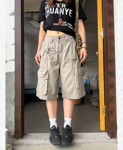 Multi-Details Cargo Denim Shorts Korean Street Fashion Shorts By Made Extreme Shop Online at OH Vault