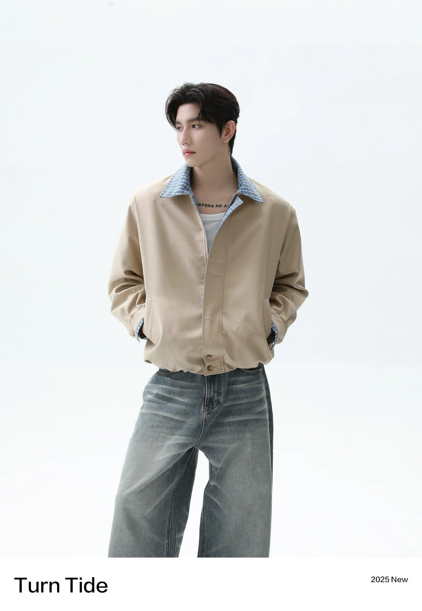 Plaid Pattern Spliced Zip-Up Jacket Korean Street Fashion Jacket By Turn Tide Shop Online at OH Vault