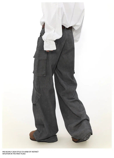 Faded Utility Pocket Cargo Pants Korean Street Fashion Pants By Mr Nearly Shop Online at OH Vault