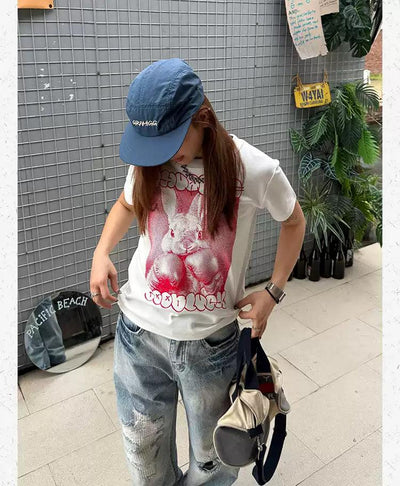 Graphic Print Cropped T-Shirt Korean Street Fashion T-Shirt By Made Extreme Shop Online at OH Vault