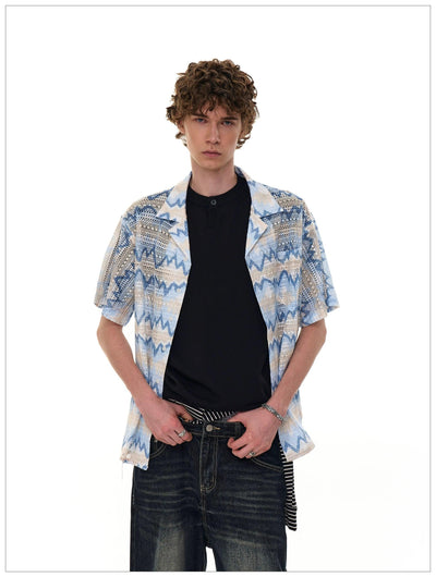 Zigzag Pattern Knit Shirt Korean Street Fashion Shirt By Mr Nearly Shop Online at OH Vault