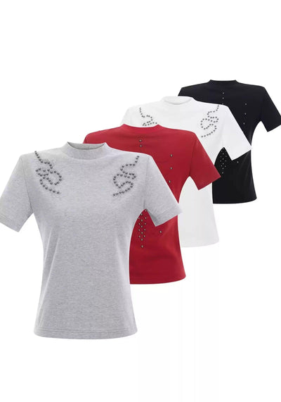 Rivet Pattern Detailing T-Shirt Korean Street Fashion T-Shirt By Argue Culture Shop Online at OH Vault