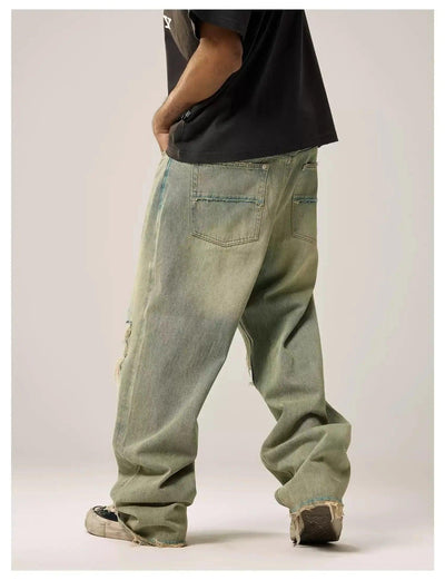 Sand Wash Ripped Knee Jeans Korean Street Fashion Jeans By Remedy Shop Online at OH Vault