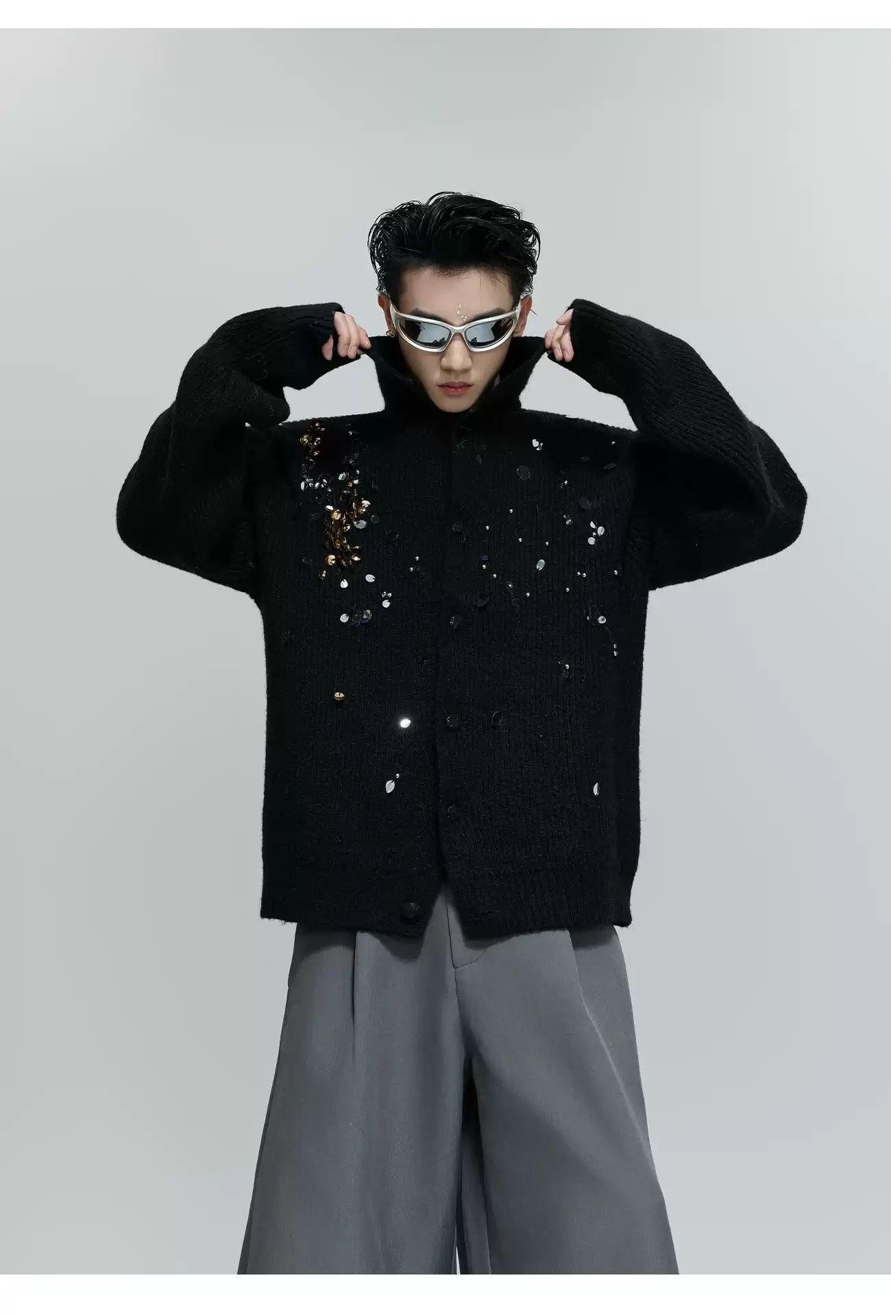 Assorted Details Buttoned Sweater Korean Street Fashion Sweater By Argue Culture Shop Online at OH Vault