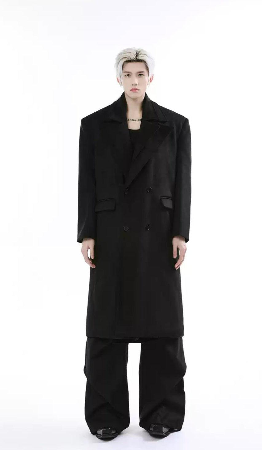 Layered Double Breasted Overcoat Korean Street Fashion Long Coat By Turn Tide Shop Online at OH Vault