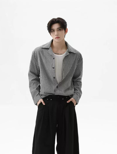 Retro Gingham L/S Shirt Korean Street Fashion Shirt By Turn Tide Shop Online at OH Vault