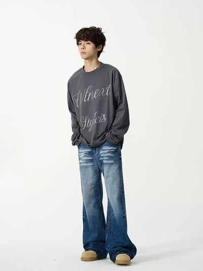 Whiskers Emphasis Faded Jeans Korean Street Fashion Jeans By 77Flight Shop Online at OH Vault