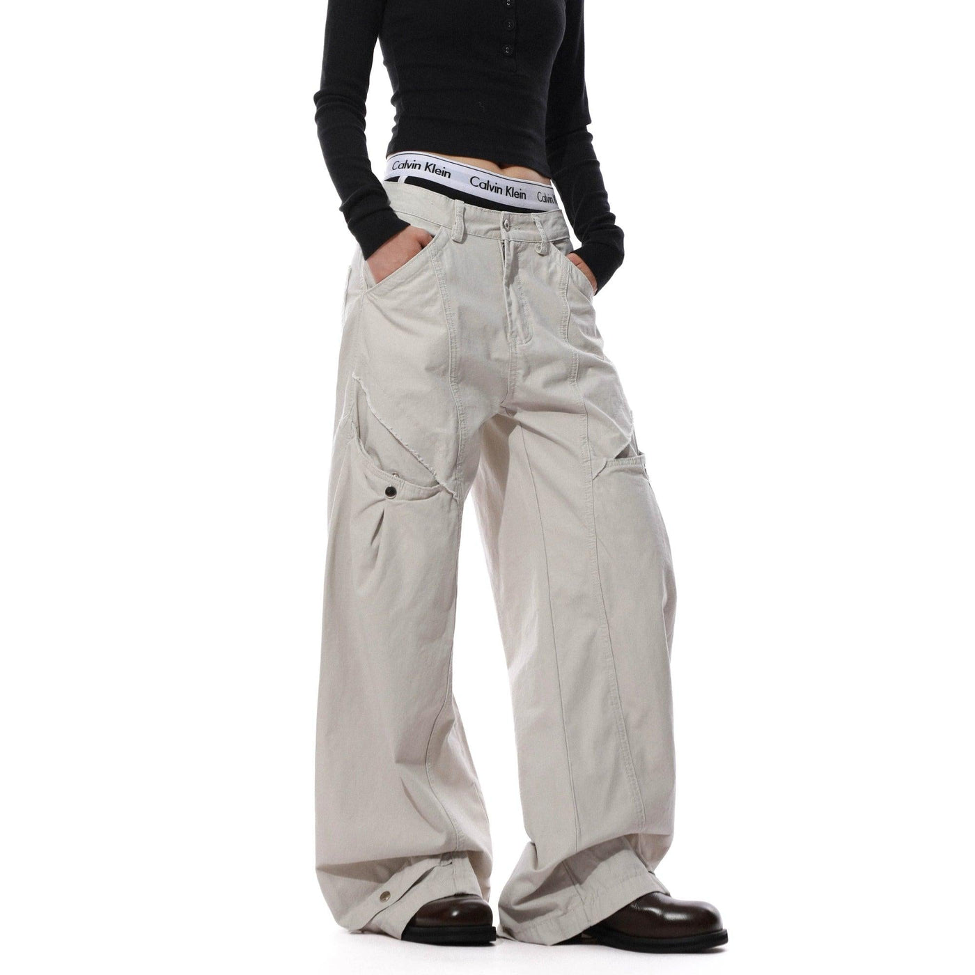 Side Pocket Loose Fit Cargo Pants Korean Street Fashion Pants By Mr Nearly Shop Online at OH Vault