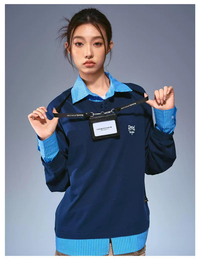 Layered Stripe College Style T-Shirt Korean Street Fashion Shirt By Remedy Shop Online at OH Vault