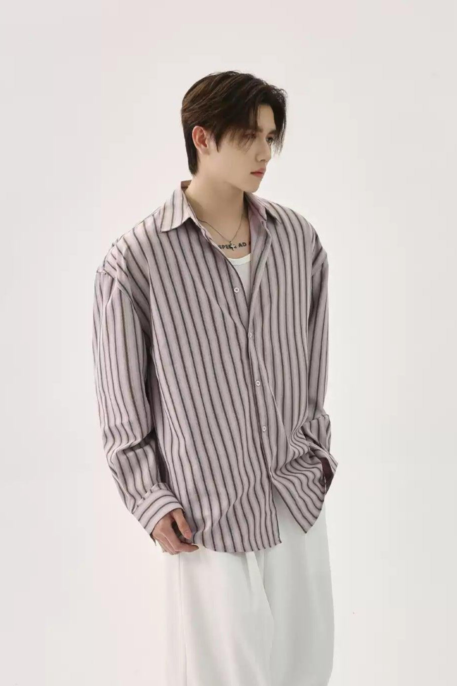 Striped Lines Buttoned Shirt Korean Street Fashion Shirt By Turn Tide Shop Online at OH Vault