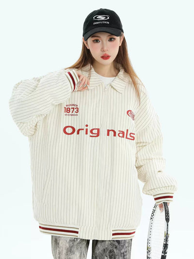 Originals Text Striped Jacket Korean Street Fashion Jacket By INS Korea Shop Online at OH Vault