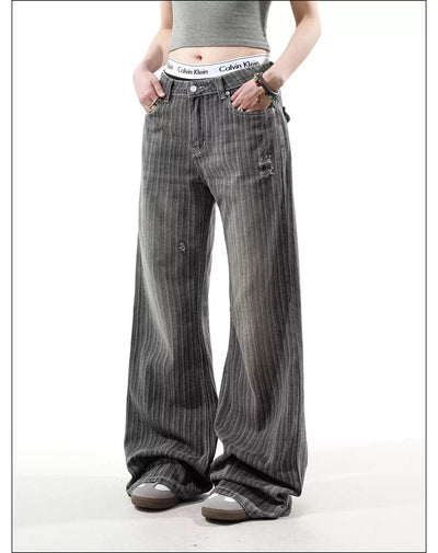 Vertical Stripes Ripped Jeans Korean Street Fashion Jeans By Mr Nearly Shop Online at OH Vault