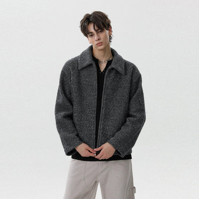 Fuzzy Textured Zip-Up Jacket Korean Street Fashion Jacket By Mr Nearly Shop Online at OH Vault