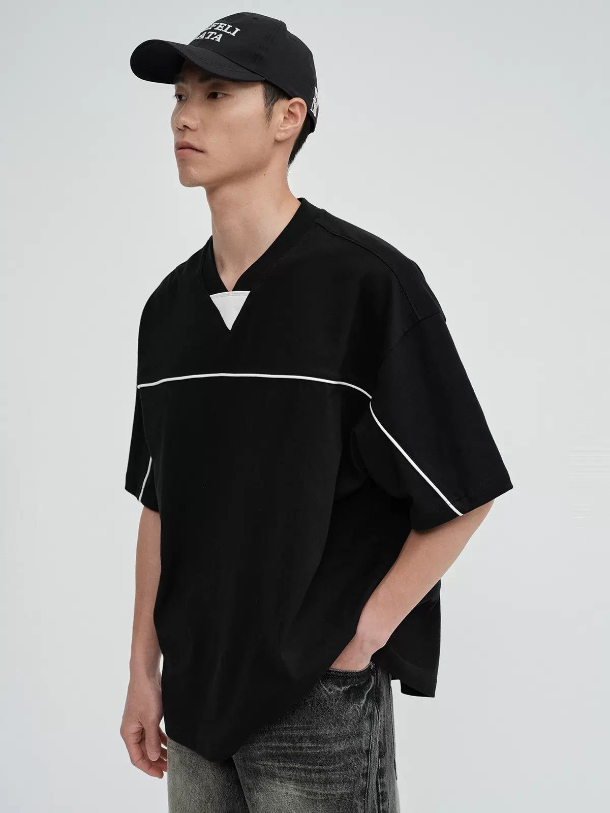 Minimal Line Regular Fit T-Shirt Korean Street Fashion T-Shirt By NANS Shop Online at OH Vault