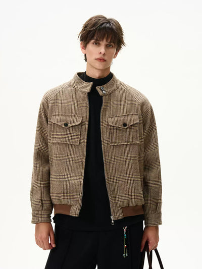 Flap Pocket Houndstooth Jacket Korean Street Fashion Jacket By MaxDstr Shop Online at OH Vault