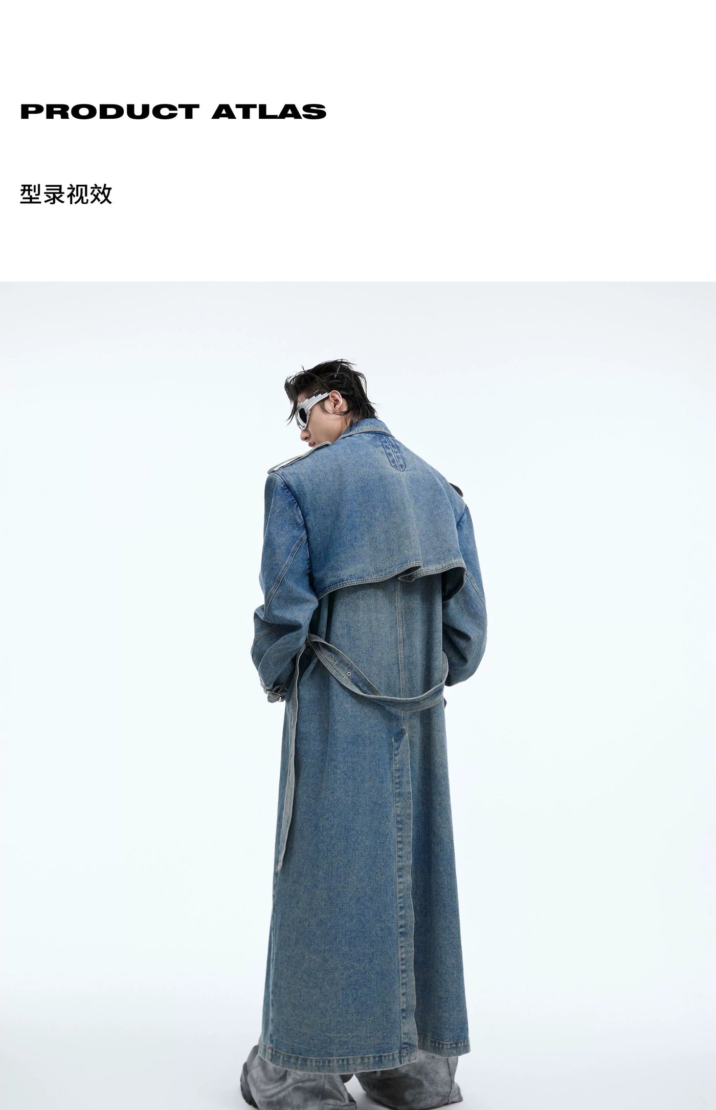 Structured & Washed Denim Trench Coat