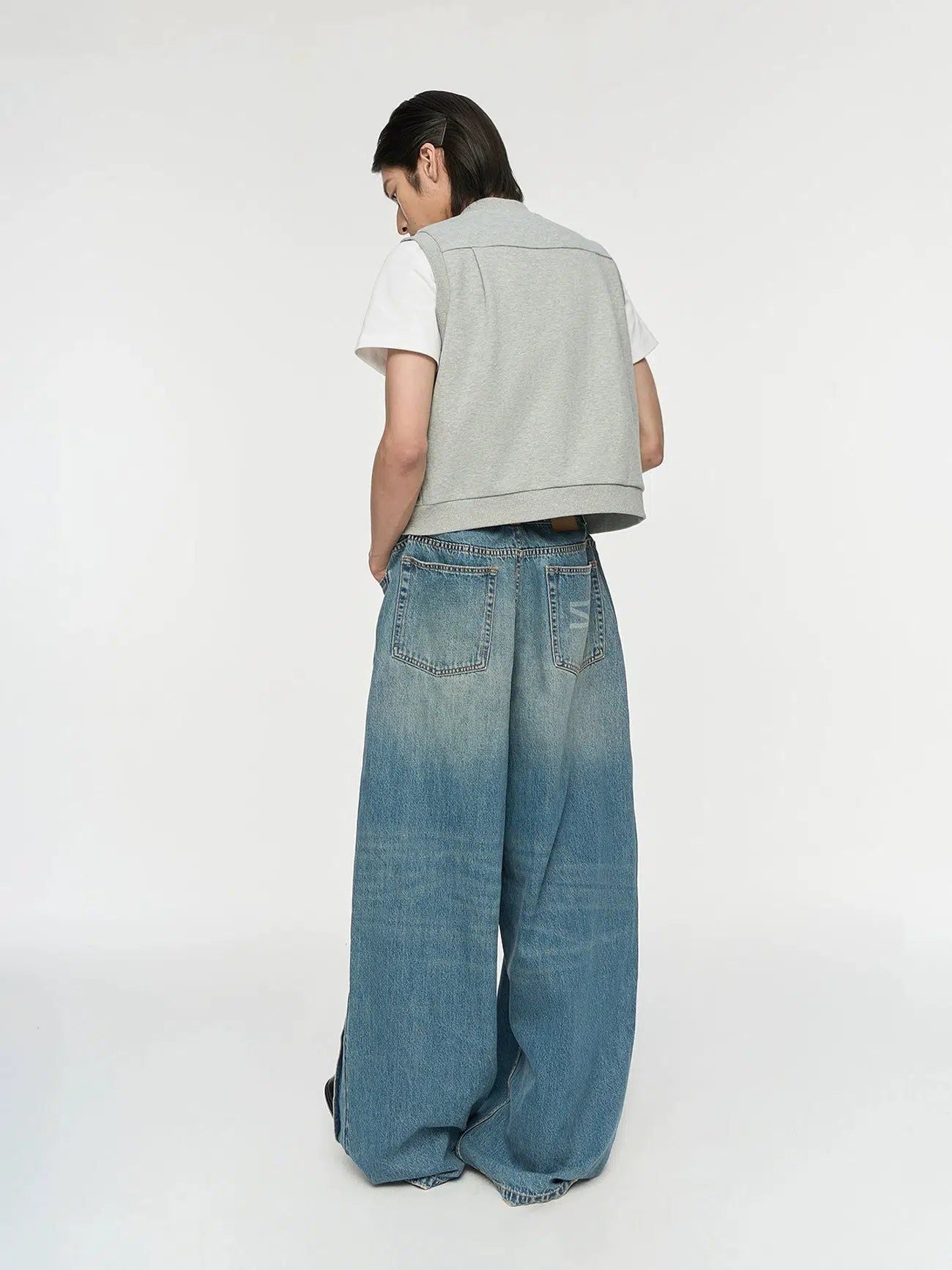 Faded and Washed Loose Fit Jeans Korean Street Fashion Jeans By NFAI Shop Online at OH Vault
