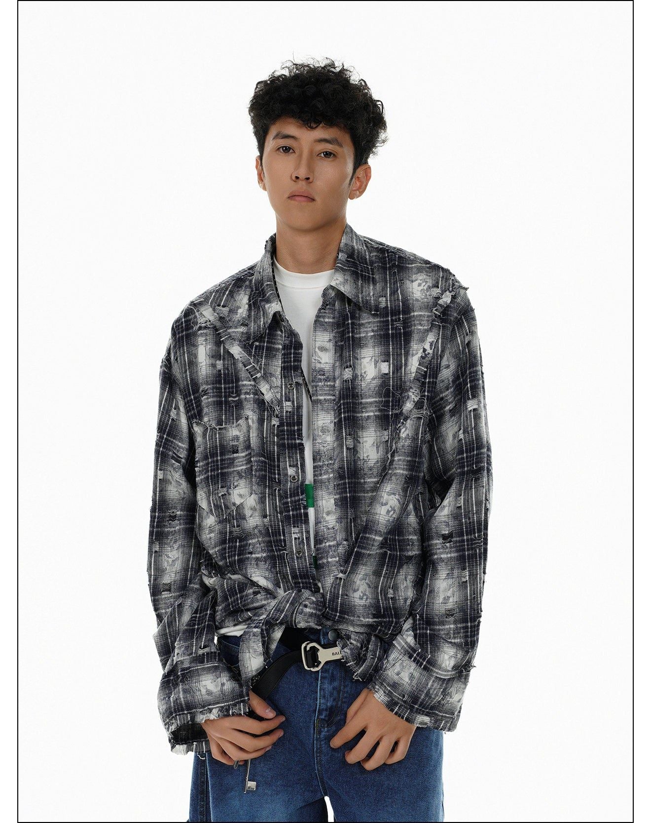 Plaid Multi-Detail Buttoned Shirt Korean Street Fashion Shirt By Mr Nearly Shop Online at OH Vault