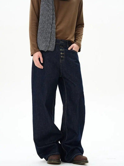 Five-Buttons Straight Jeans Korean Street Fashion Jeans By 77Flight Shop Online at OH Vault