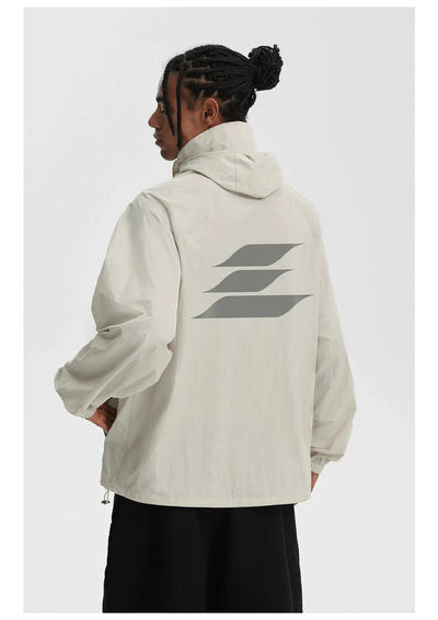Logo Print Hooded Windbreaker Jacket Korean Street Fashion Jacket By Lost CTRL Shop Online at OH Vault