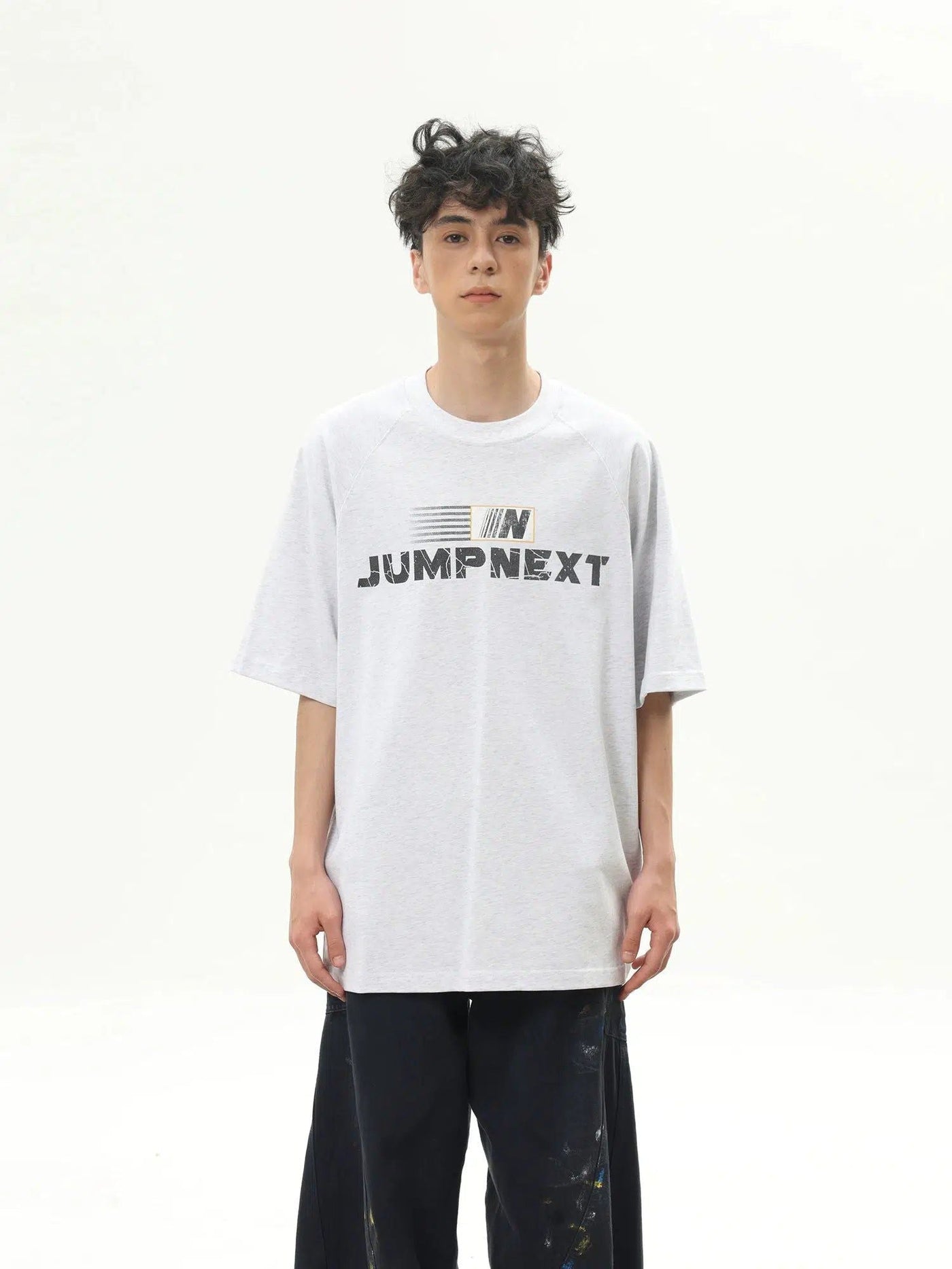 Logo Grunge Overlay T-Shirt Korean Street Fashion T-Shirt By Jump Next Shop Online at OH Vault