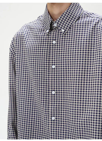 Thin Plaid Clean Fit Shirt Korean Street Fashion Shirt By 77Flight Shop Online at OH Vault