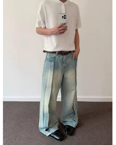 Spliced Layered Faded Jeans Korean Street Fashion Jeans By A PUEE Shop Online at OH Vault